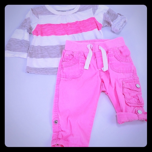 Carters Little Girls Long Sleeves Pinstripe Shirt 9m, Pink